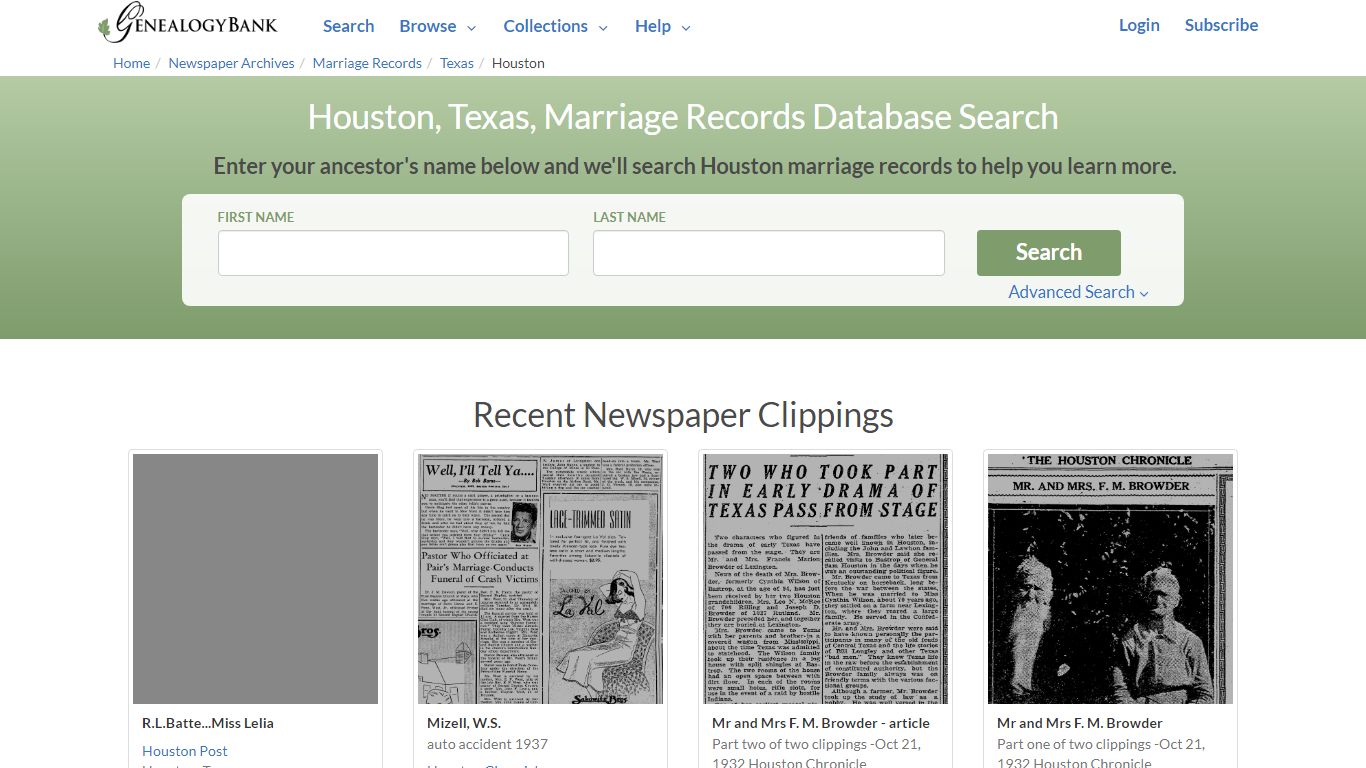 Houston, Texas, Marriage Records Online Search - GenealogyBank